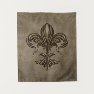 Tapete De Parede Vintage Fleur-de-lis Sepia