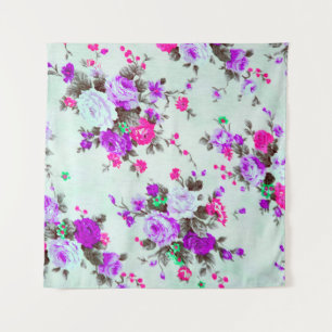 Tapete De Parede Vintage floral fabric, Fragment of colorful retro