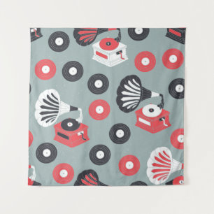Tapete De Parede Vintage gramofone mão desenhada sem soldadura