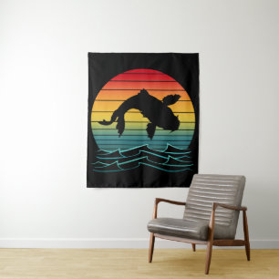 Tapete De Parede Vintage Koi Fish Sunset Scenery