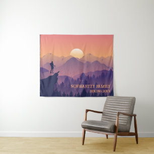 Tapete De Parede Vintage Mountain Forest Hiker - Corão roxo sunset