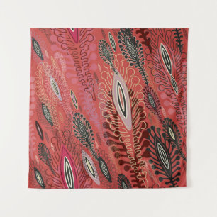 Tapete De Parede Vintage Peafowl Vermelho Decorativo Sem Olhos Padr