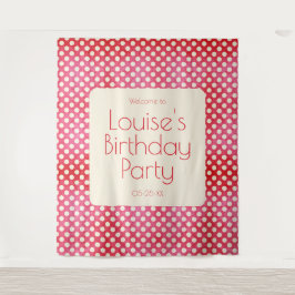 Tapete De Parede Vintage Red White Bolinhas Birthday Wall Backdrop