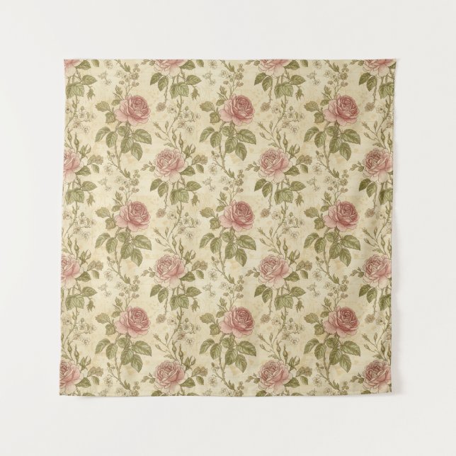 Tapete De Parede Vintage Rose Floral Pattern (Frente)