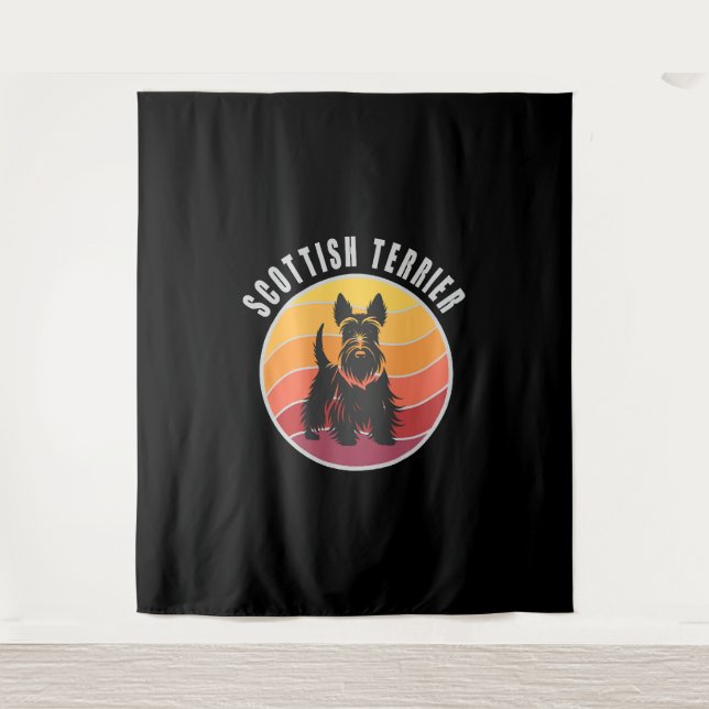 Tapete De Parede Vintage Scottish Terrier Sunset (Frente)