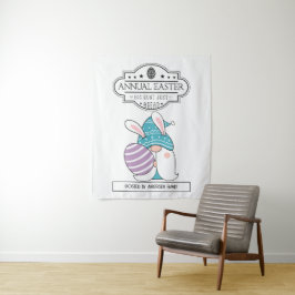 Tapete De Parede Vintage - Sinal de Páscoa Anual - Caça ao Ovo Bunn