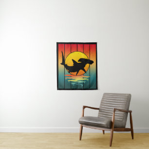 Tapete De Parede Vintage Sunset Hammerhead Shark