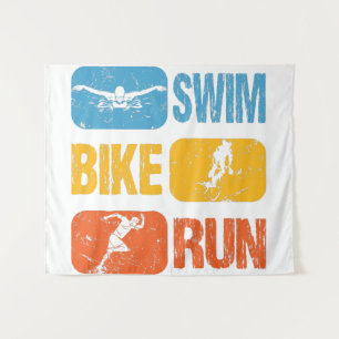 Tapete De Parede Vintage Triathlon - Natação Bike Run