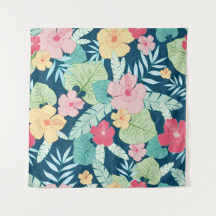 Tapete De Parede vintage tropical verão havaiano sem descontinuidad