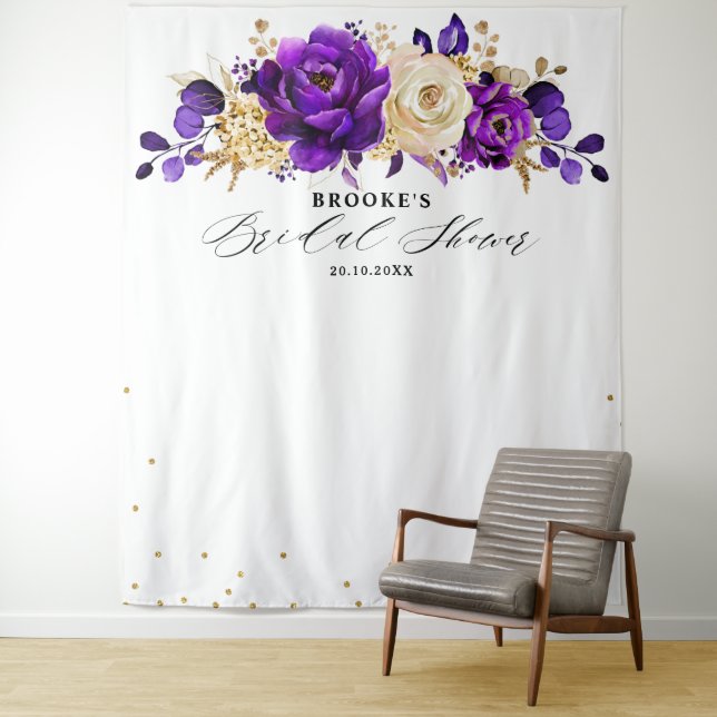 Tapete De Parede Violeta Dourada Floral Royal Casamento  (In Situ)