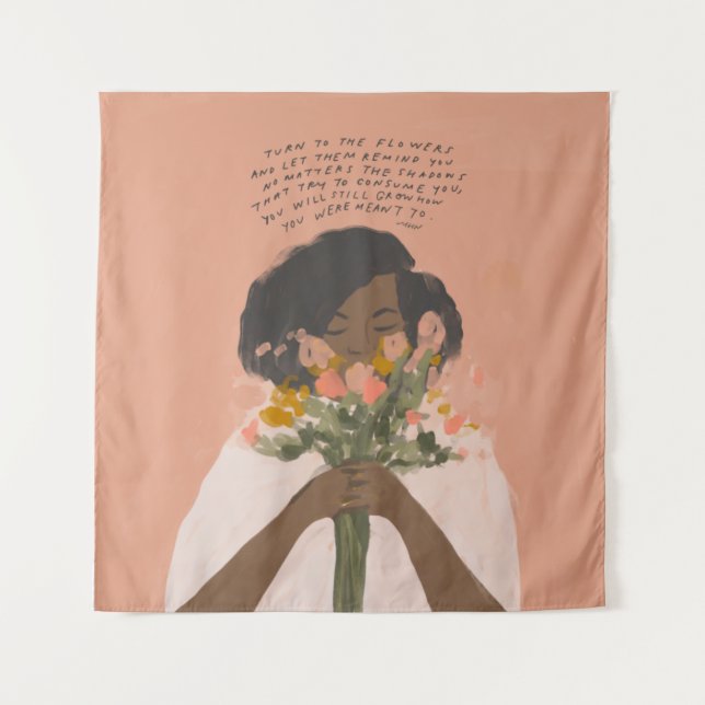 Tapete De Parede Vire para as flores, uma citação inspiradora da ar (Frente)