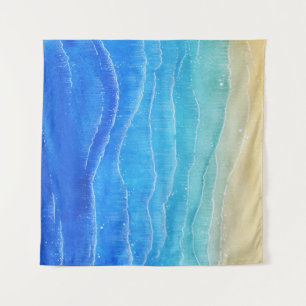 Tapete De Parede Vista de mar e praia em aquarela.