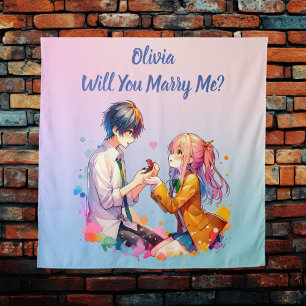 Tapete De Parede Você Casa Comigo Proposta de Casamento Anime
