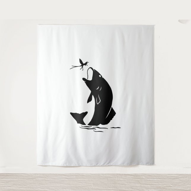 Tapete De Parede Voo Pesca Peixes Salto Larvea Hook Pescador Presen (Frente)