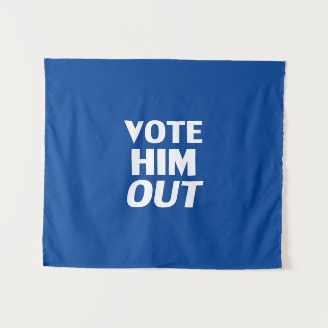 Tapete De Parede Votá-lo para a tipografia moderna, azul e branca (Frente (Horizontal))