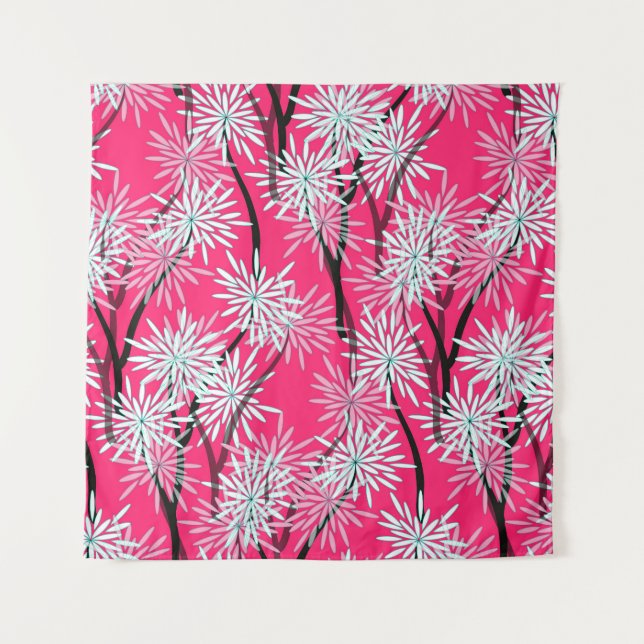 Tapete De Parede Wallpaper Floral da Ásia Retroativa. (Frente)