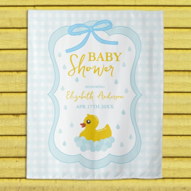Tapete De Parede Water Droplets Gingham Boy Baby Shower Welcome (Criador carregado)
