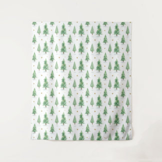 Tapete De Parede Watercolor Christmas Trees Seamless Pattern