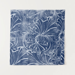 Tapete De Parede Watercolor Iriss: Indigo Vintage Nouveau