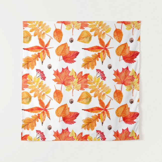 Tapete De Parede Watercolor leaves seamless pattern (Frente)