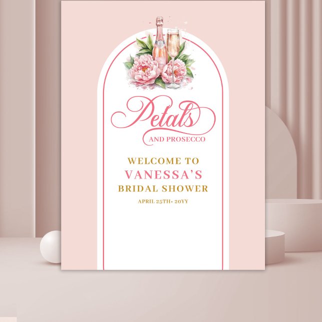 Tapete De Parede Watercolor petals and prosecco shower banner desig (Watercolor petals and prosecco shower banner design)