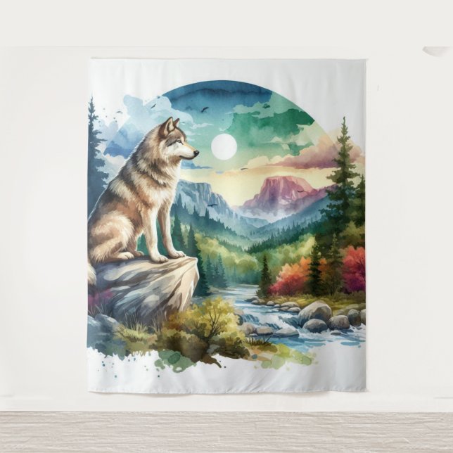 Tapete De Parede Watercolor Wolf (Frente)