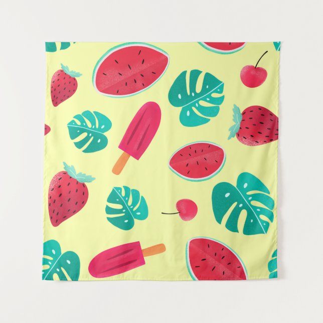 Tapete De Parede Watermelon leaves strawberry (Frente)