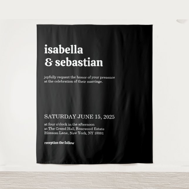 Tapete De Parede Wedding Modern Black Retro Font (Frente)