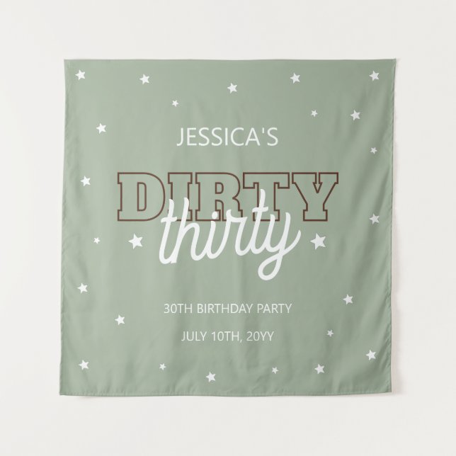 Tapete De Parede Western Green Dirty Thirty 30th Birthday Backdrop (Frente)
