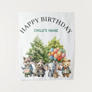Tapete De Parede Whimsical Watercolor Forest Birthday