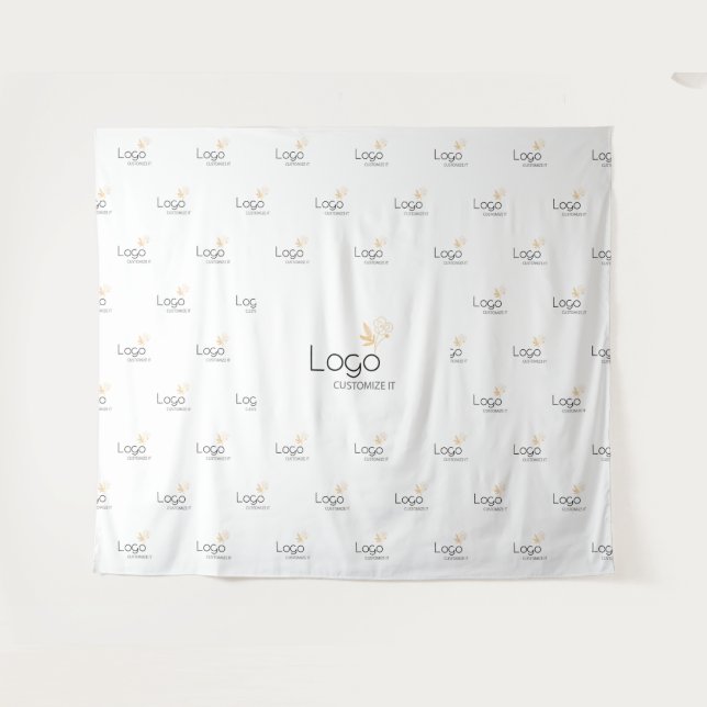 Tapete De Parede White Custom Business Logo Step Repeat Backdrop (Frente (Horizontal))