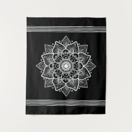 Tapete De Parede White Floral Mandala Preto Fundo