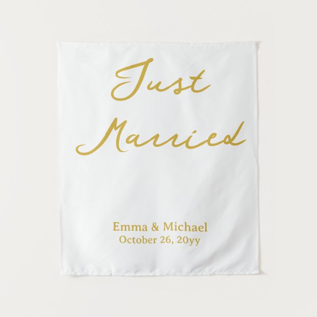 Tapete De Parede White & Gold Wedding Banner Personalized Ceremony (Frente)