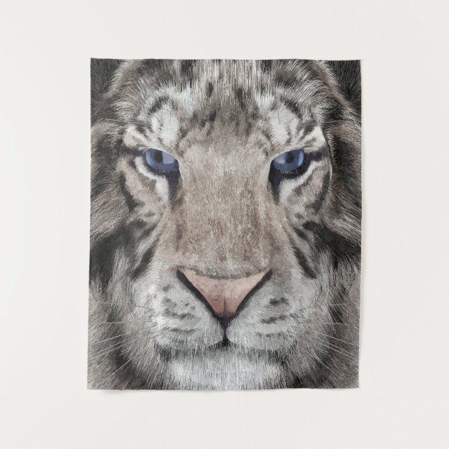 Tapete De Parede White Tiger Head  (Frente)