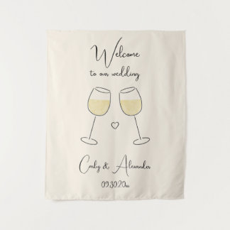 Tapete De Parede White Wine Glass Wedding Welcome