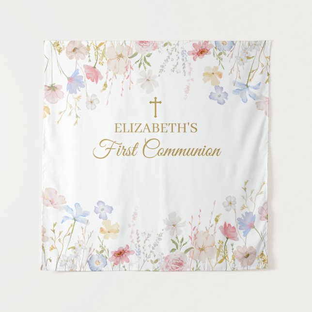 Tapete De Parede WILDFLOWERS  First Communion Backdrop banner (Frente)
