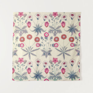 Tapete De Parede William Morris Daisy Padrão Floral Vermelho Laranj