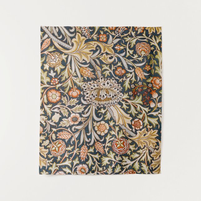 Tapete De Parede William Morris Vintage Trent Azul Padrão Floral (Frente)