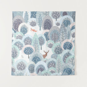 Tapete De Parede Winter seamless pattern with abstract flat handdra
