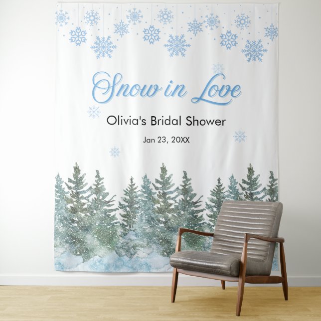 Tapete De Parede Winter Snow in Love Snowflakes Bridal Shower  (In Situ)
