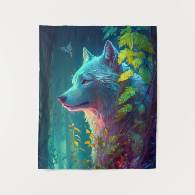 Tapete De Parede Wolf Animal Portrait Pintura de Vida Selvagem ao a (Frente)