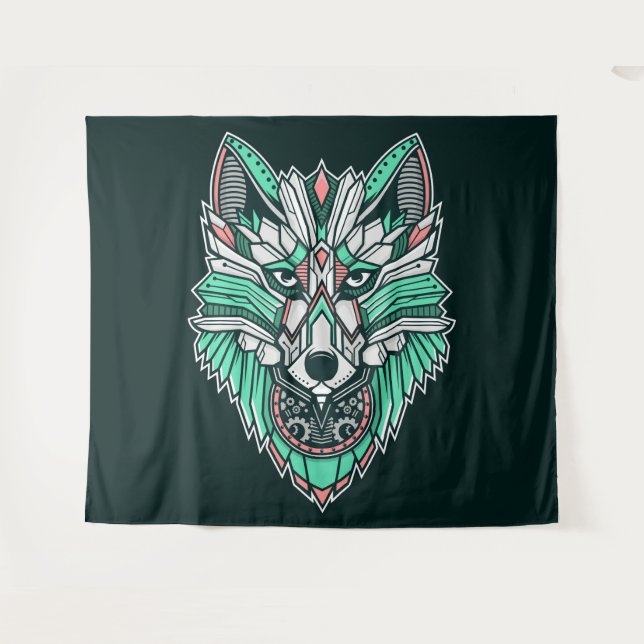 Tapete De Parede Wolf Tribal (Frente (Horizontal))