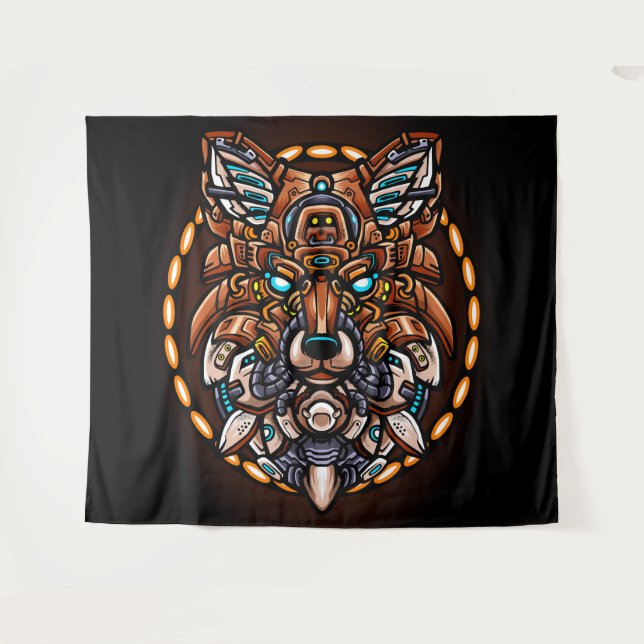 Tapete De Parede Wolf Tribal (Frente (Horizontal))