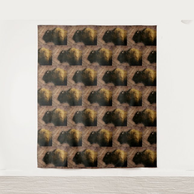 Tapete De Parede Wood Bison Buffalo (Frente)