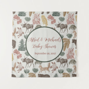 Tapete De Parede Woodland Animal Chá de fraldas
