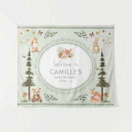 Tapete De Parede Woodland Sage Green Baby Shower Welcome