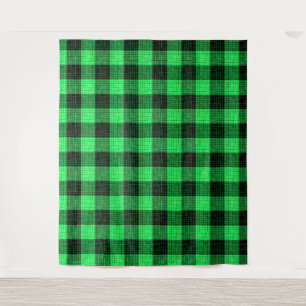 Tapete De Parede Xadrez Buffalo com Cruzamento Verde Preto