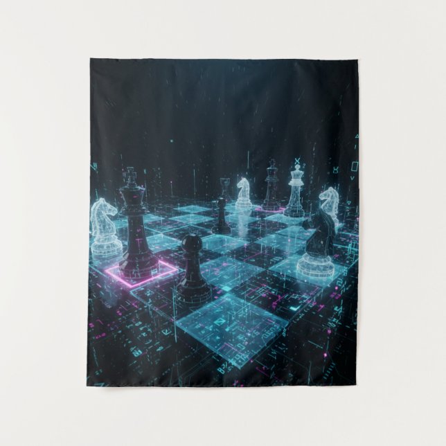 Tapete De Parede Xadrez Cyberpunk, Jogo de Tabuleiro Digital Neon S (Frente)