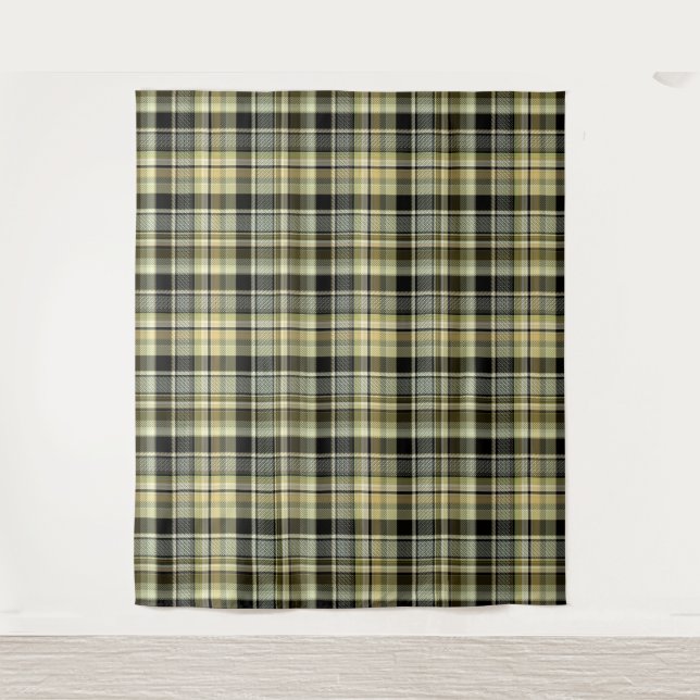 Tapete De Parede Xadrez de tartan amarelo-marrom. (Frente)