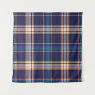 Tapete De Parede Xadrez de Tartan, textura colorida do marinho.